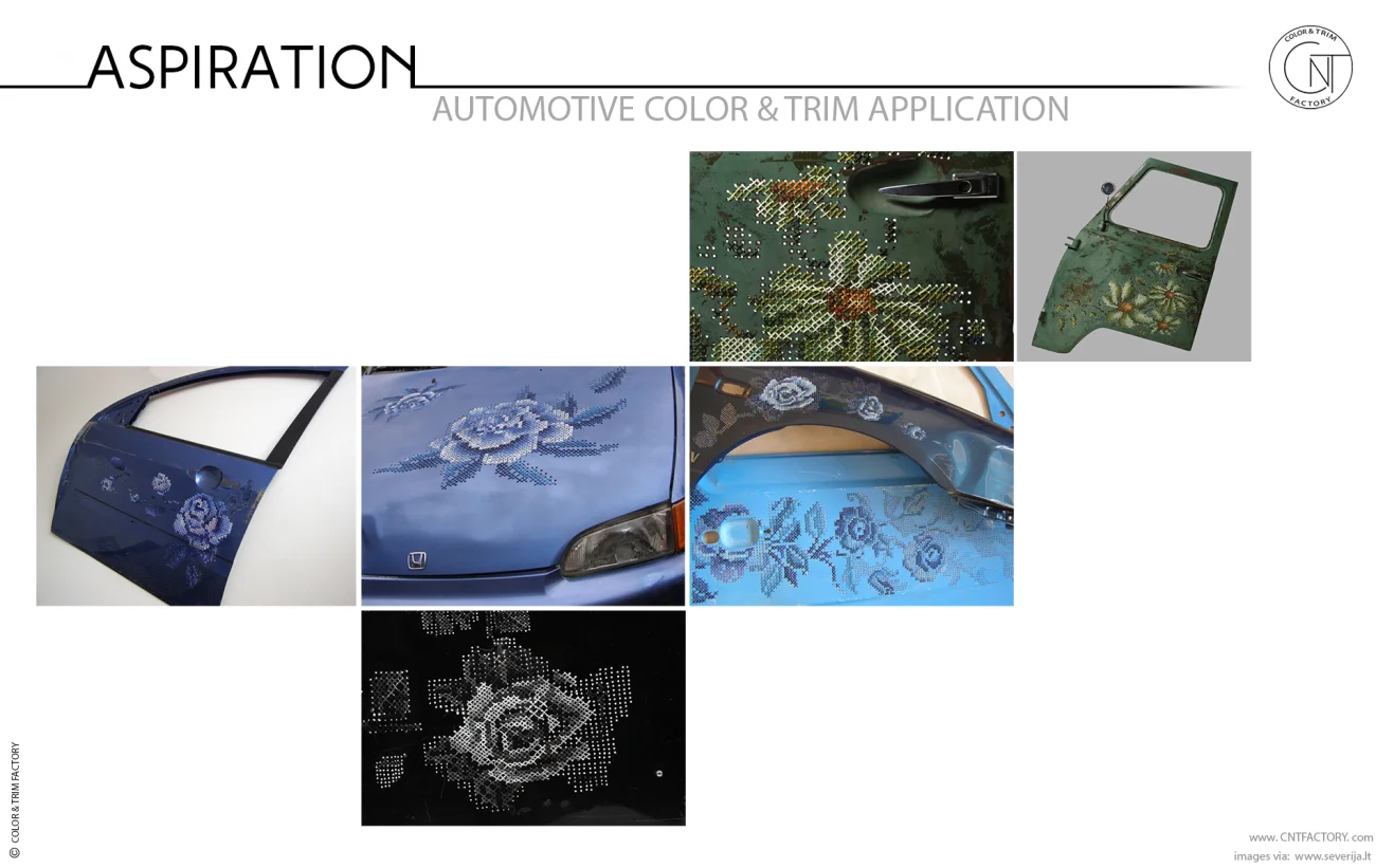 Cross Stitch automotive color trim design concept car