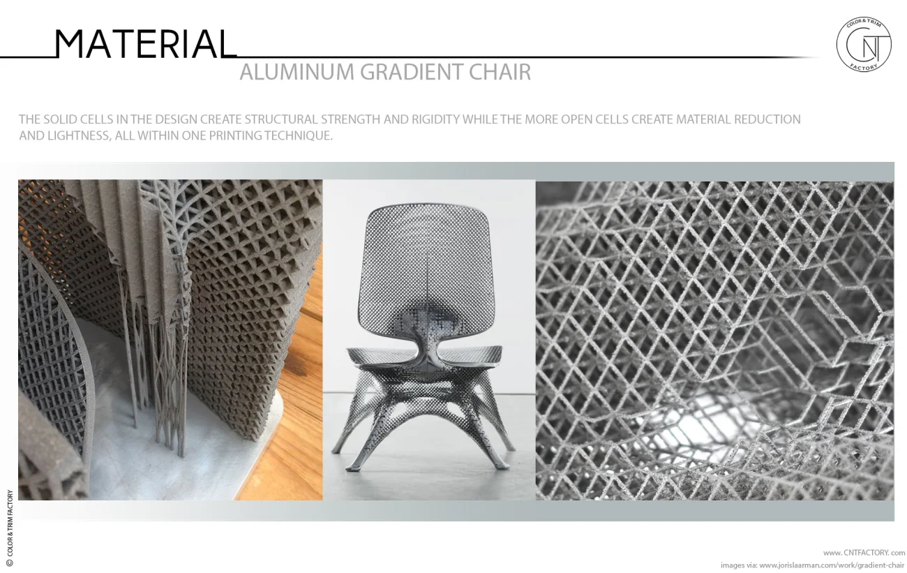 3D Printed Aluminum Gradient Chair weight reduction
