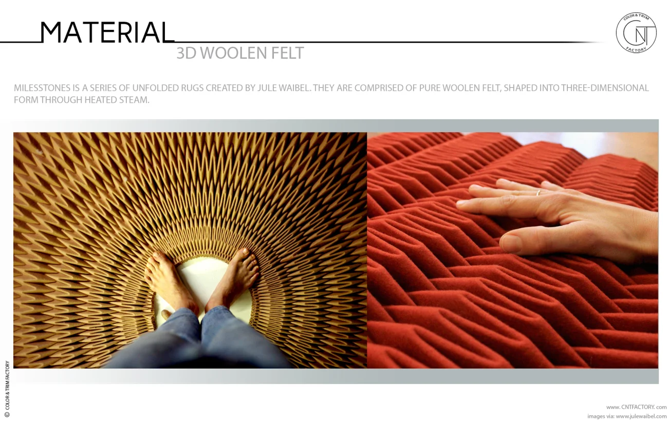 pure woolen felt shaped three dimensional form heated steam