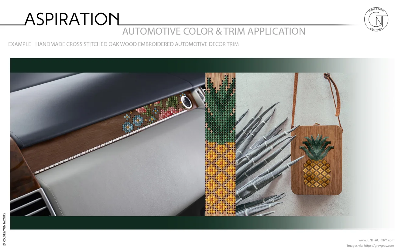 Handmade Cross Stitched Oak Wood Embroidered Wood