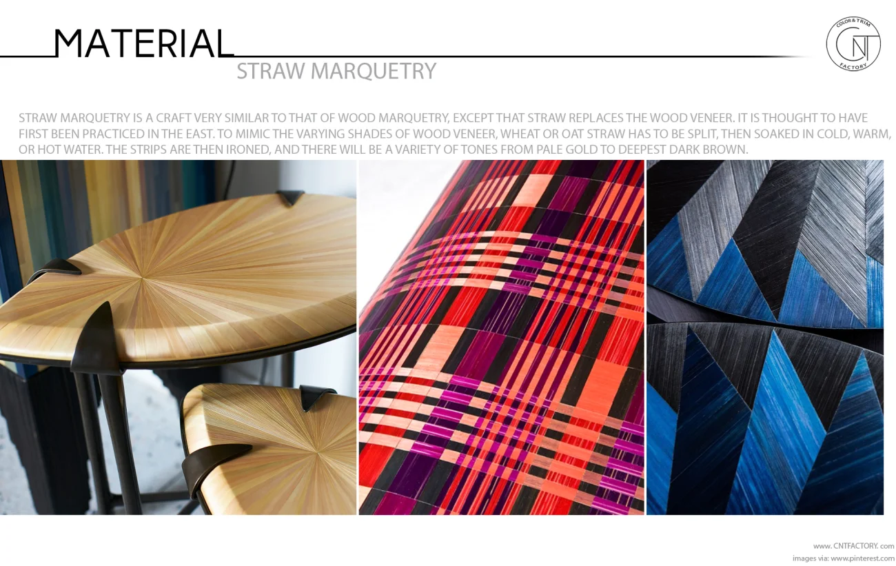 straw marquetry material interior automotive color trim design
