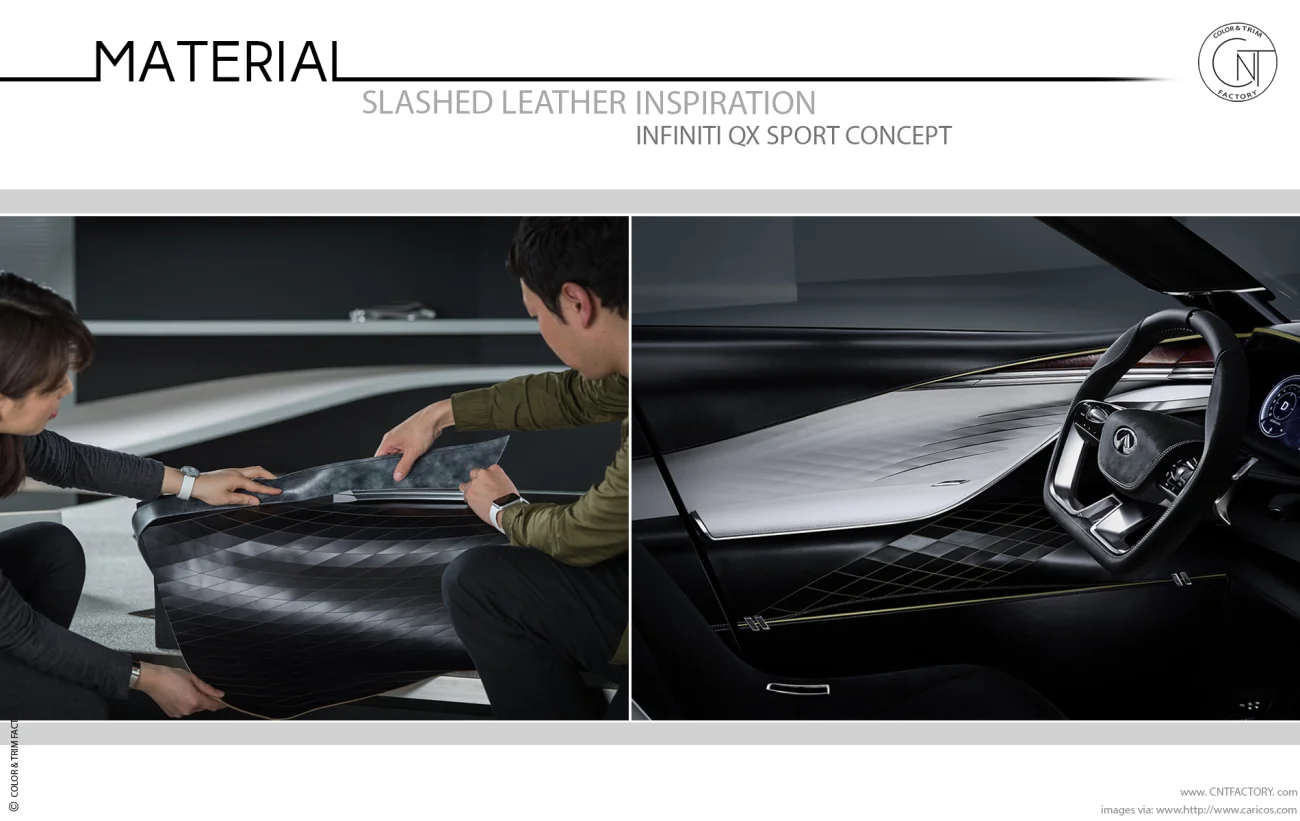 Slashed 3D Leather automotive color trim design