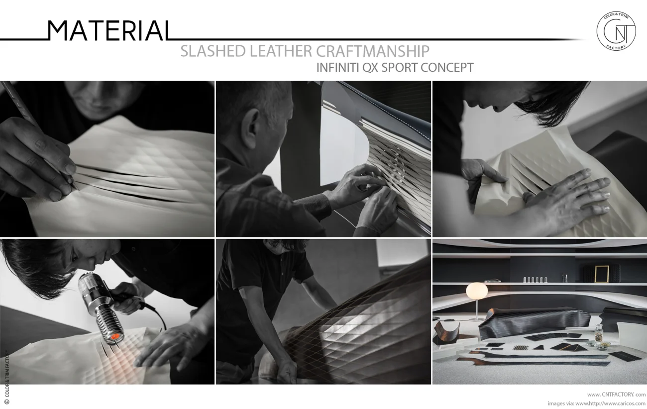 Slashed 3D Leather automotive color trim design