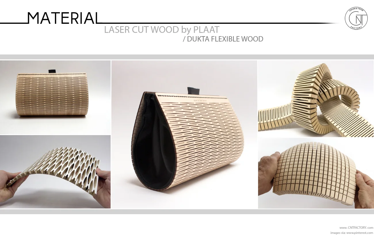 Laser cut flexible wood automotive trim design