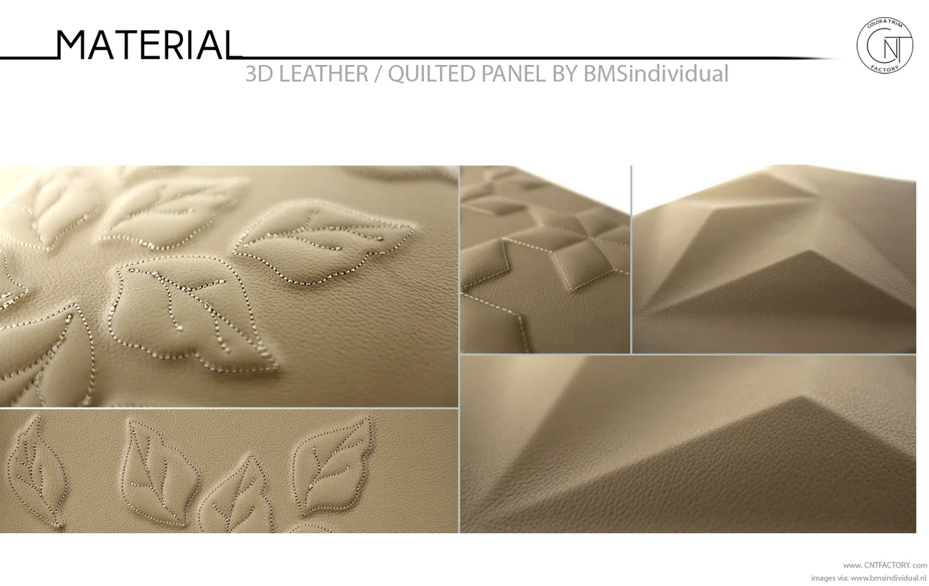 3D Leather Quilted Panels Color Materials Design