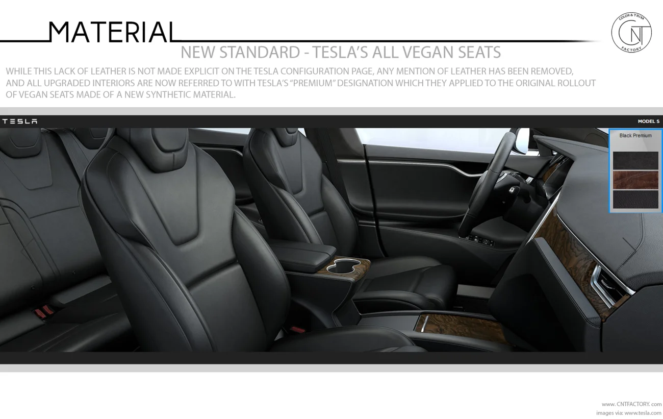 New Standard Teslas Vegan Seats