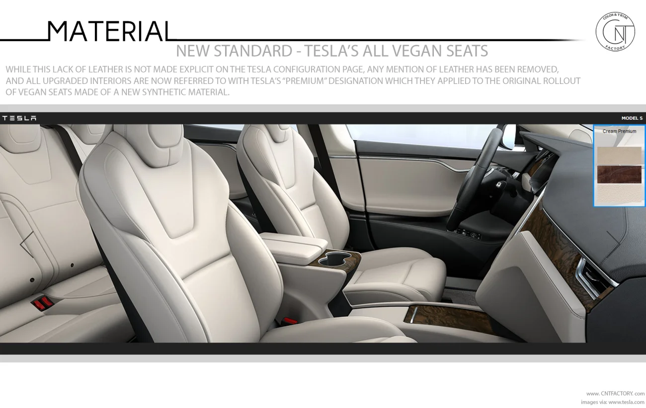 New Standard Teslas Vegan Seats
