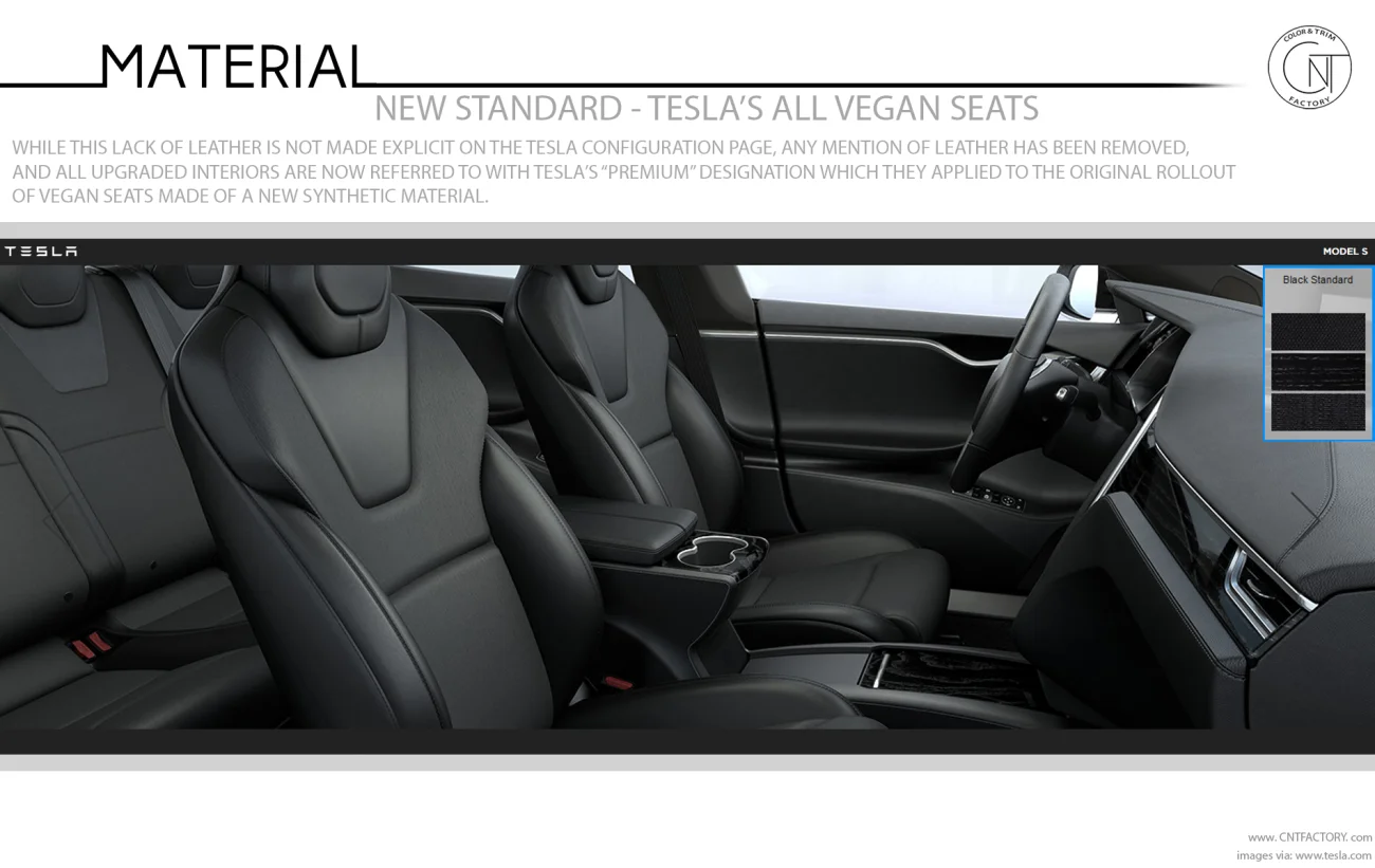 New Standard Teslas Vegan Seats