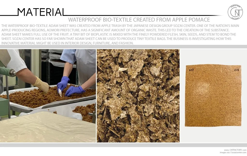 Waterproof Bio Textile Created From Apple Pomace