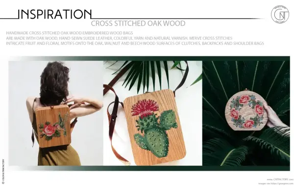 Cross Stitched Oak Wood