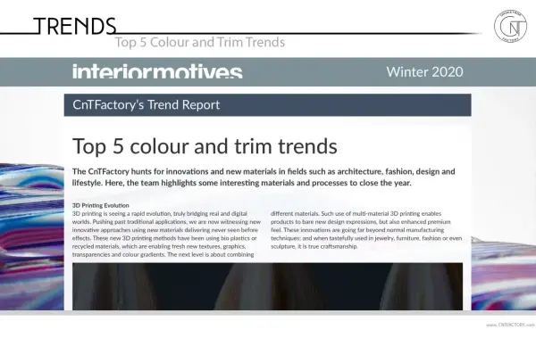Top 5 Color and Trim Trends for Interior Motives - Winter 2020