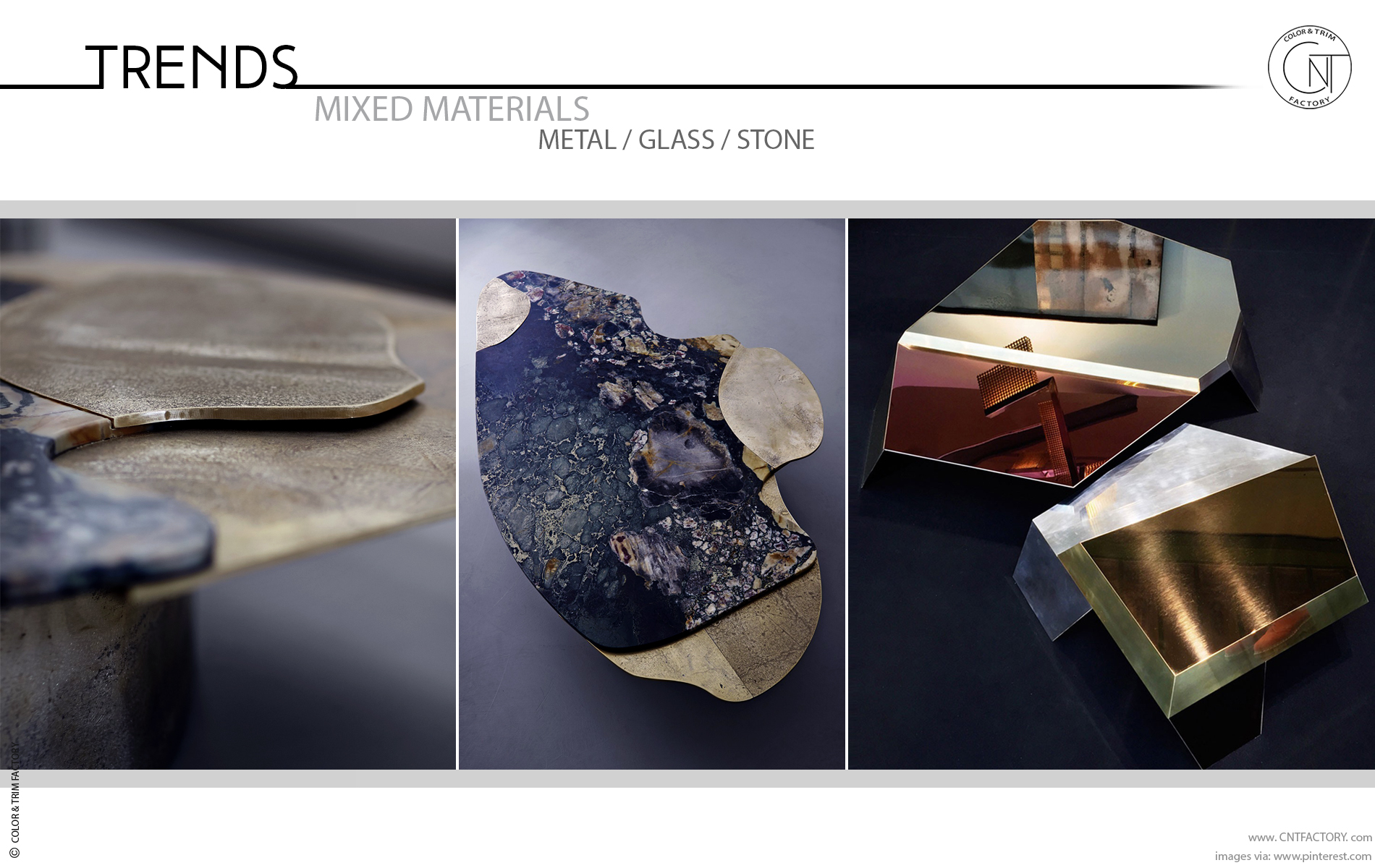 mixed materials metal glass stone automotive color trim