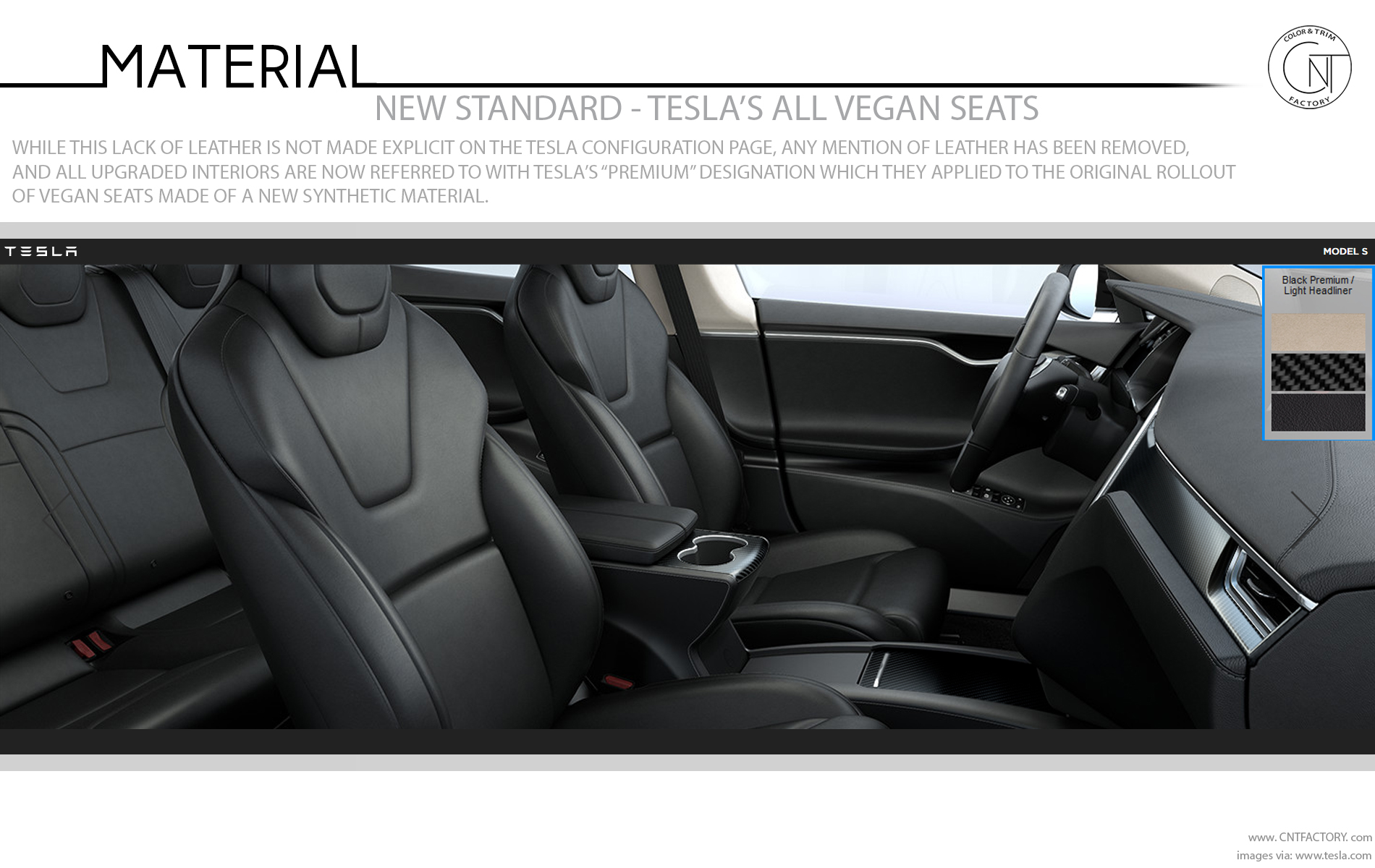 New Standard Teslas Vegan Seats
