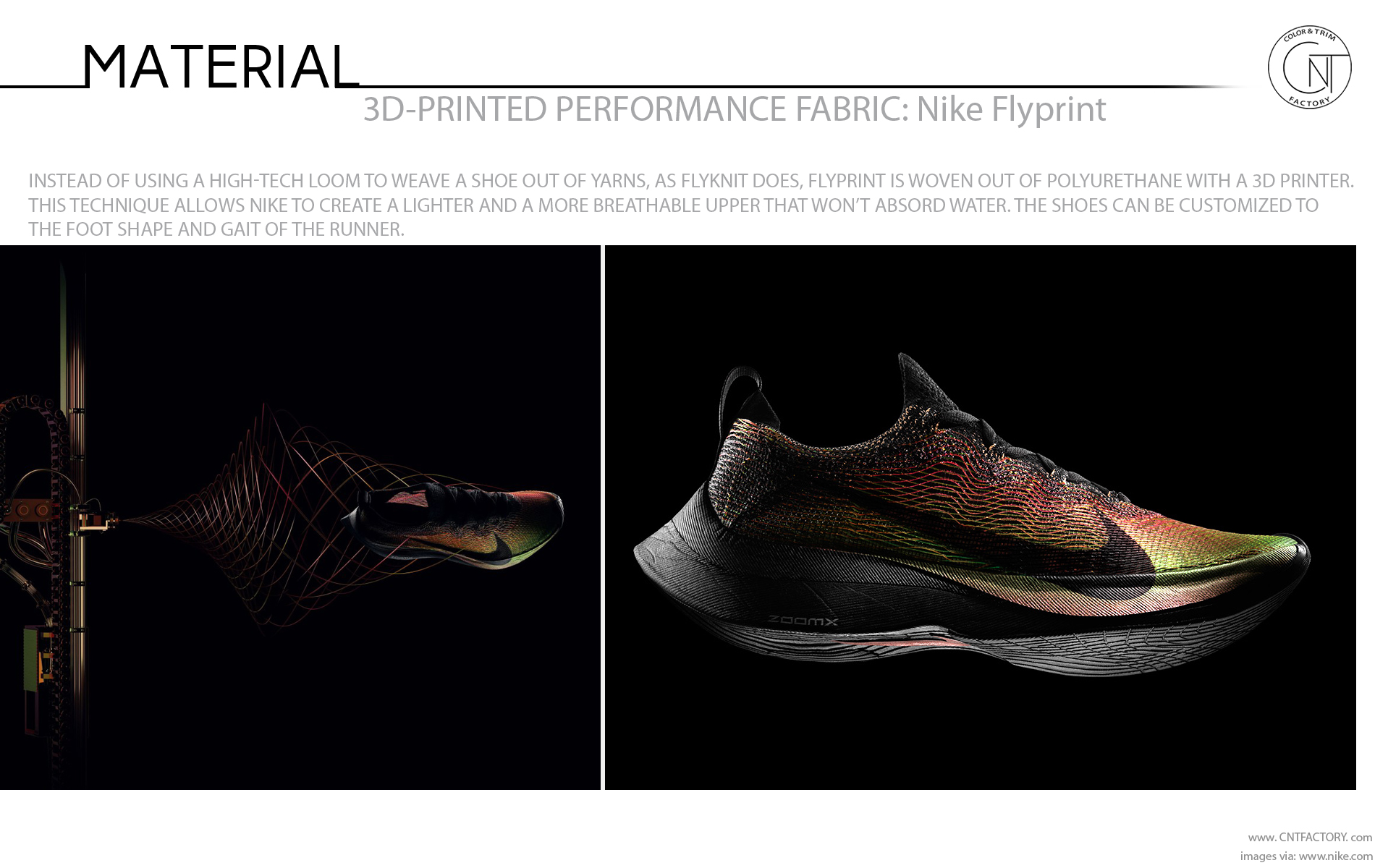 Inferior sentido Glamour Nike Flyprint 3D Printed Textile Upper Automotive ColorTrim Trends