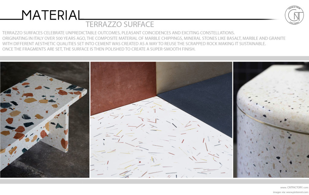 Terrazzo surface automotive trim design