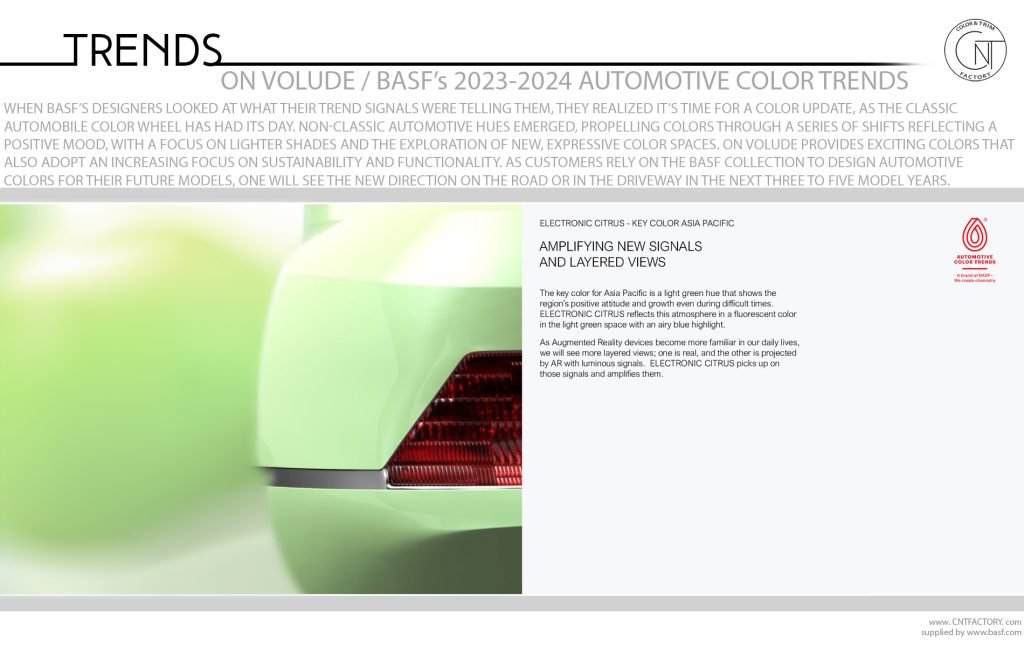 ON VOLUDE BASF’s 2023-2024 Automotive Color Trends Collection